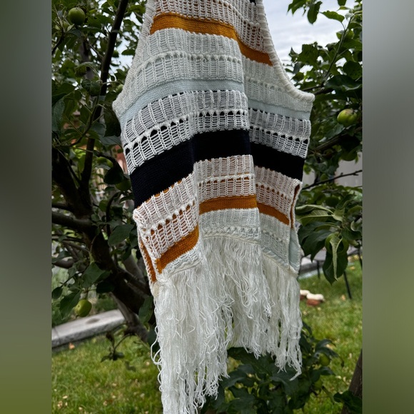 TULAROSA Brent Striped Crochet Slanted Knit Tank Fringe, Sz S - Picture 8 of 15